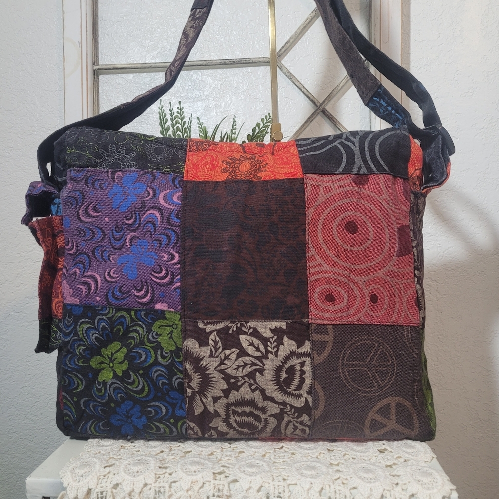 Cotton Multicoloured Patchwork Shoulder Messange … - image 7